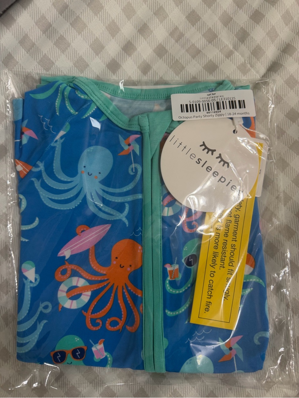 Little Sleepies Blue Octopus Print Kids shorty zippy